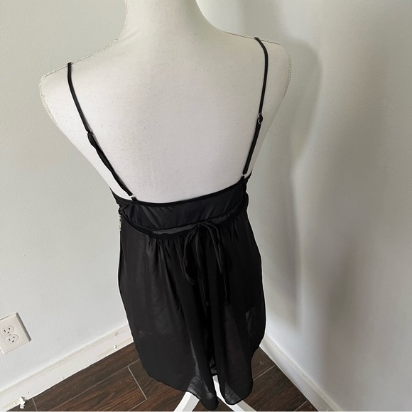 Black and white lace babydoll lingerie dress bow and jewel detailing. - Picture 3 of 3